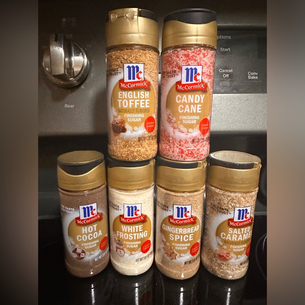 Mccormick Finishing Sugar. Brand new. Price is for the whole set.